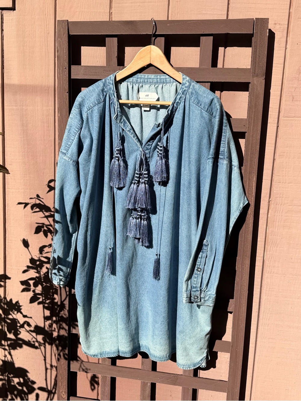 H&M Spring Collection 2014 Washed Blue Denim Tassel Tunic *Price Firm*